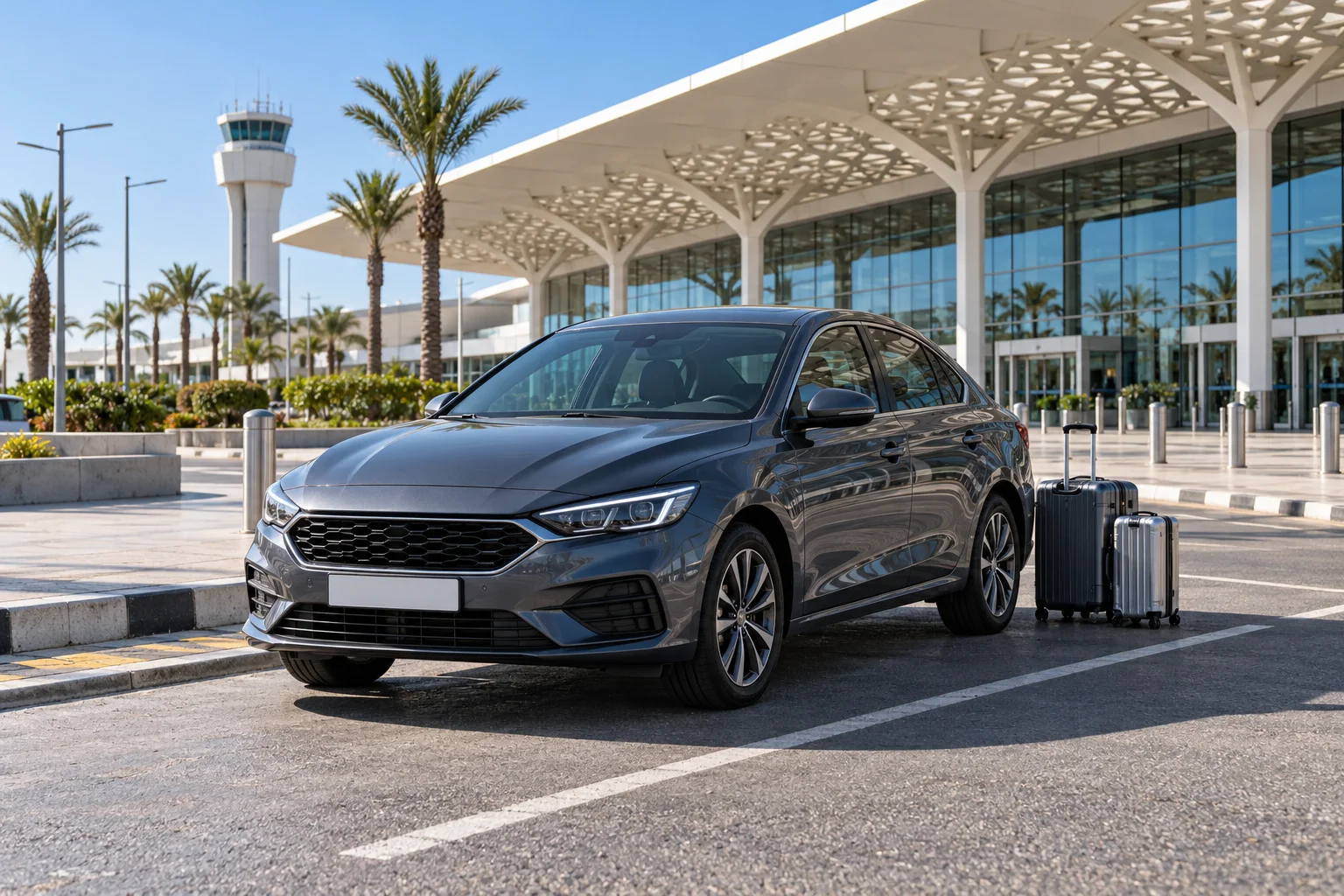 Rental car prepared for collection at Casablanca Mohammed V International Airport. book car rental casablanca online