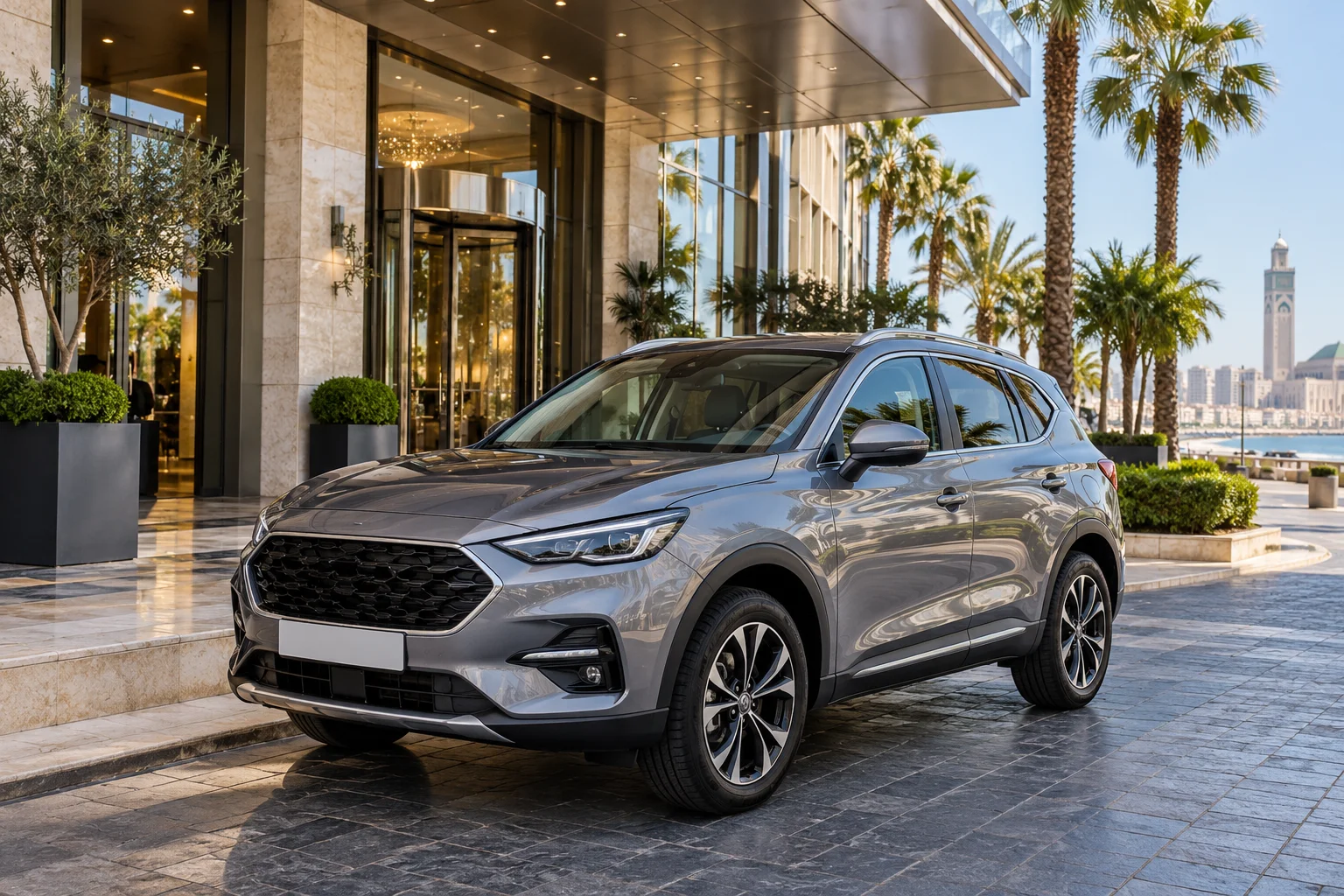 Rental vehicle waiting for hotel delivery in central Casablanca. same day Аренда авто / Прокат автомобилей casablanca